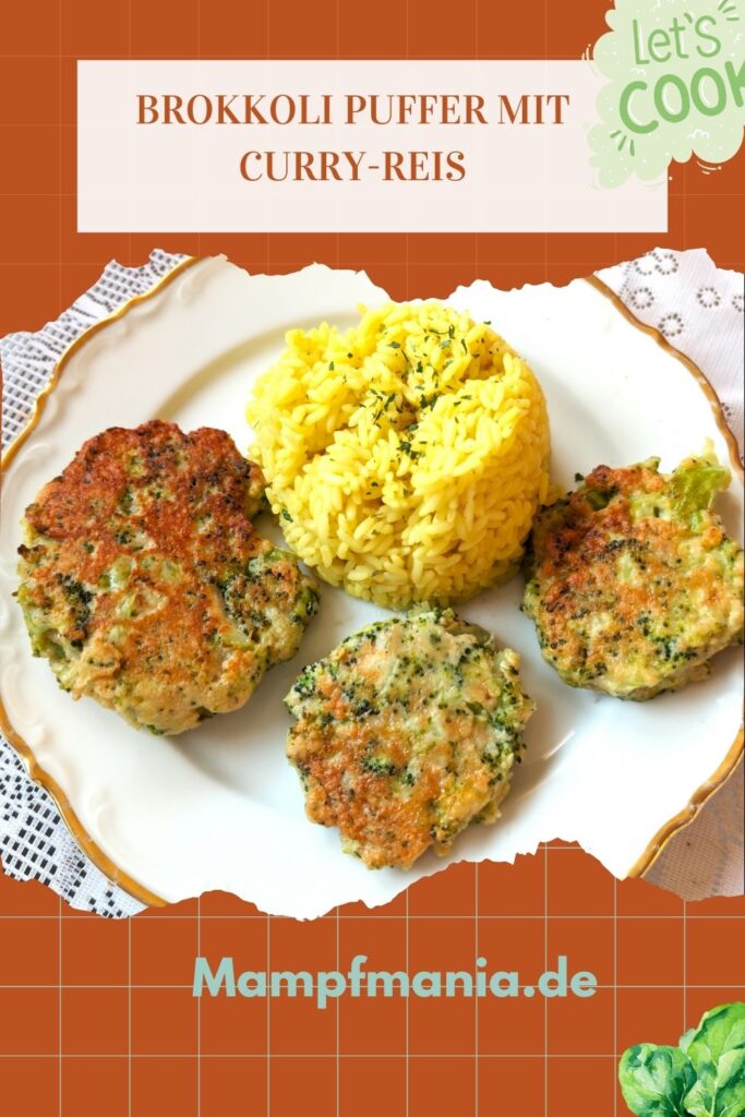 Brokkoli Puffer, mit Curryreis